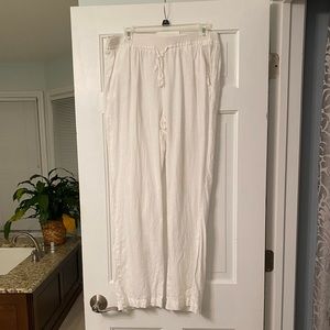 White flowy lounge pants
